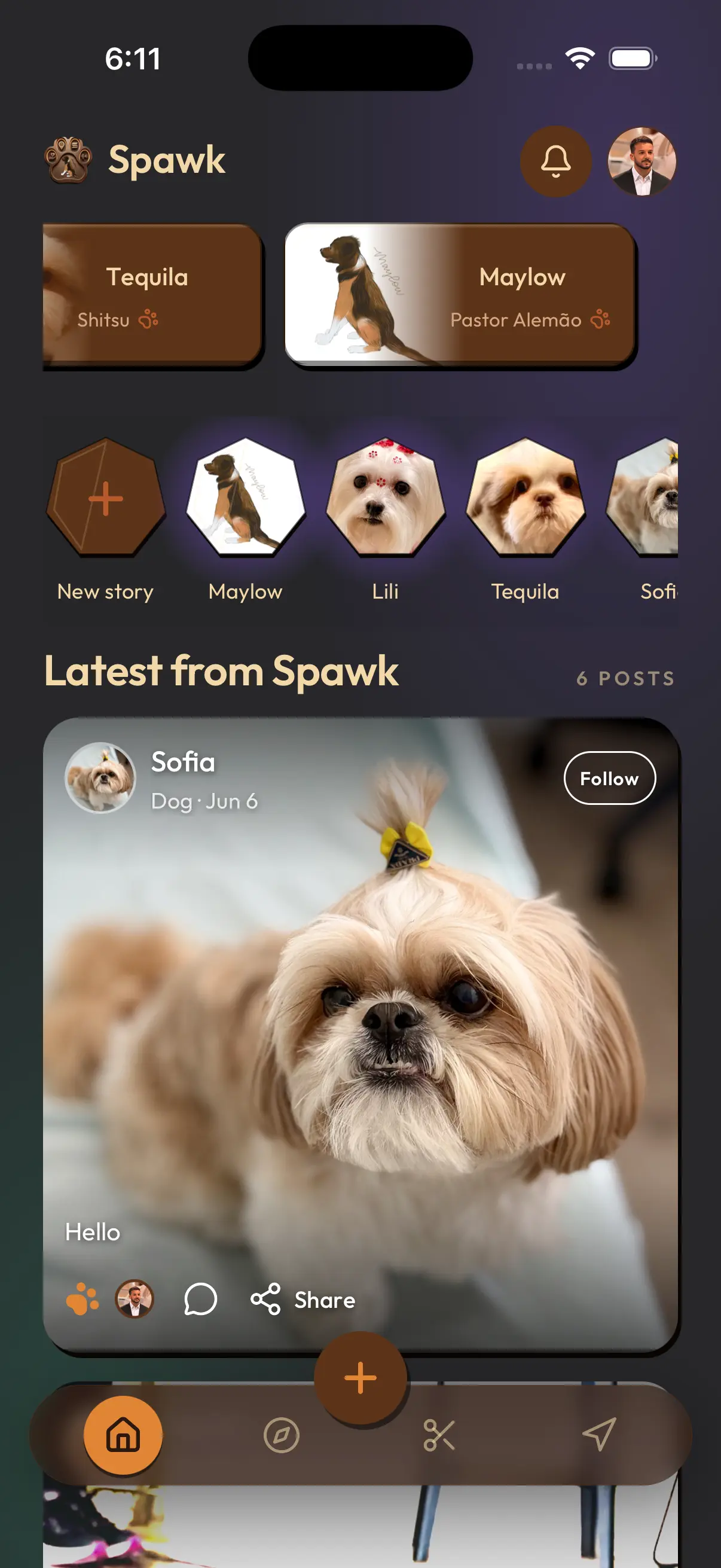 The Spawk home feed